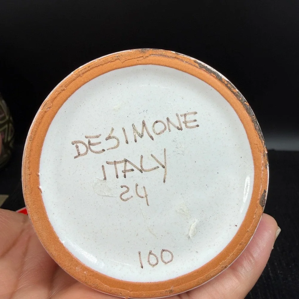 De Simone Italy Salvia Spice Jar Hand Painted Ceramic Folk Art Woman Watermelon